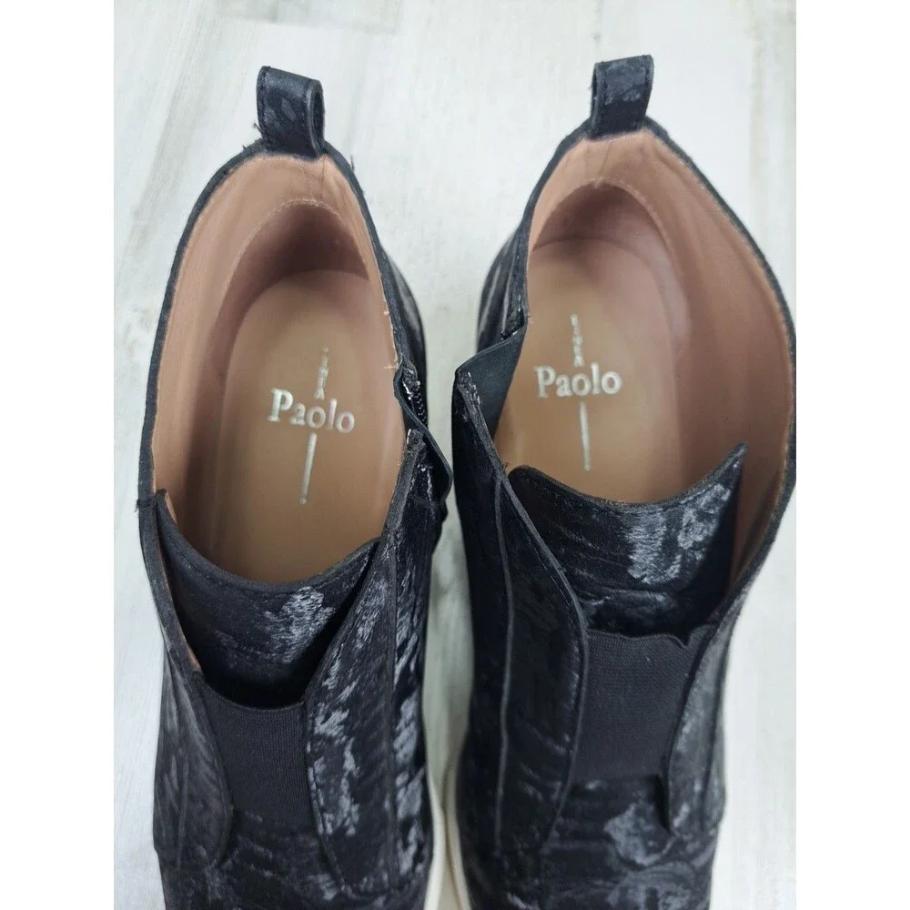 Linea Paolo Felicia Wedge Bootie Street Sneakers Shoe Womens 9.5 Black Side Zip